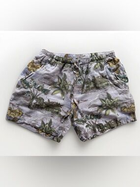Vtg Ocean Pacific Sport Shorts Sz S Tropical Print Drawstring 90s SP45